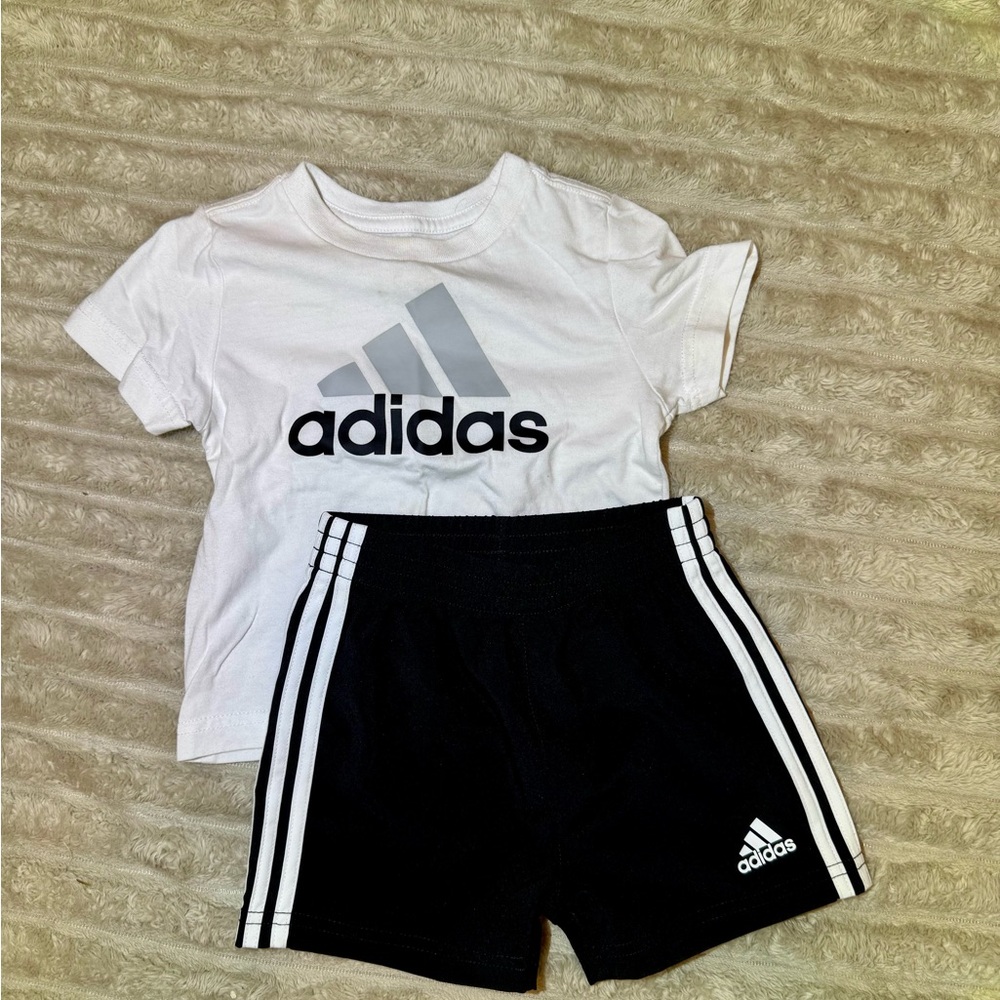 Adidas Kids' White Tee and Black Shorts Set